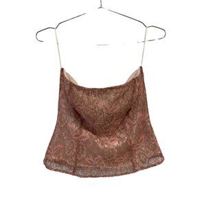 Express Bustier Top Size Large Strapless Floral Lace Pink Y2K Fairycore Coquette